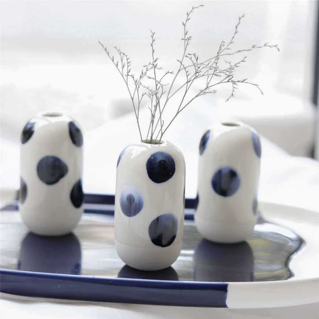 Porcelain vase with polka dots