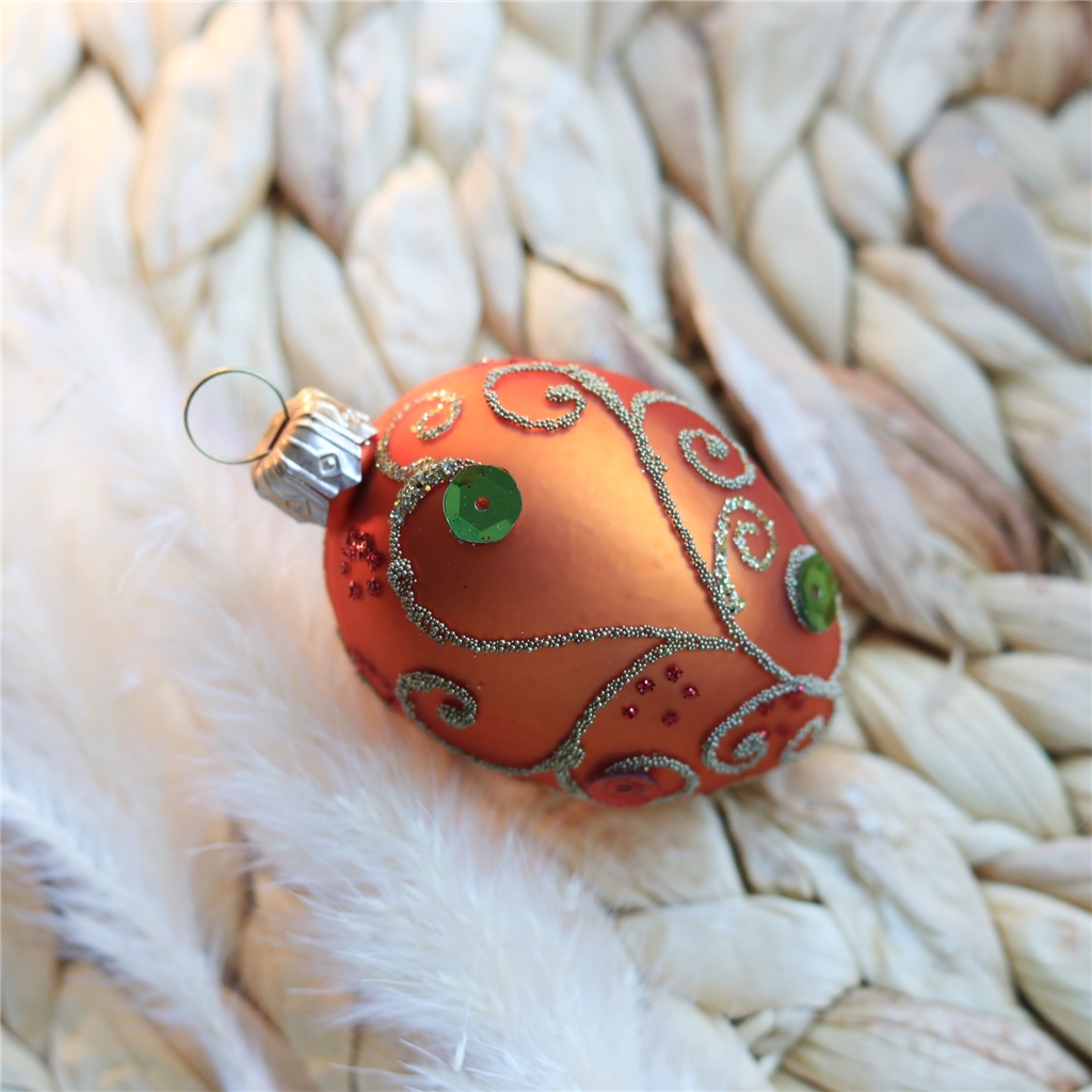 Glass Easter egg with orange rhinestones