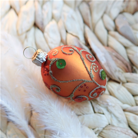 Glass Easter egg with orange rhinestones
