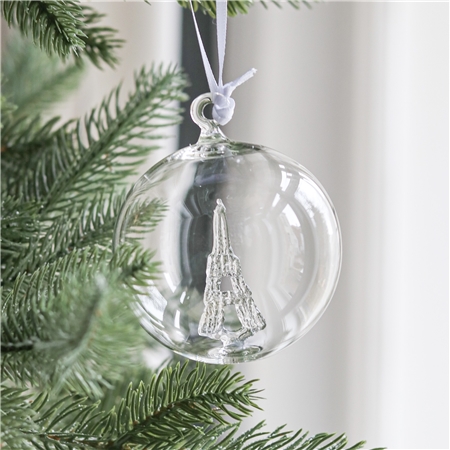 Bauble with clear Eiffel tower
