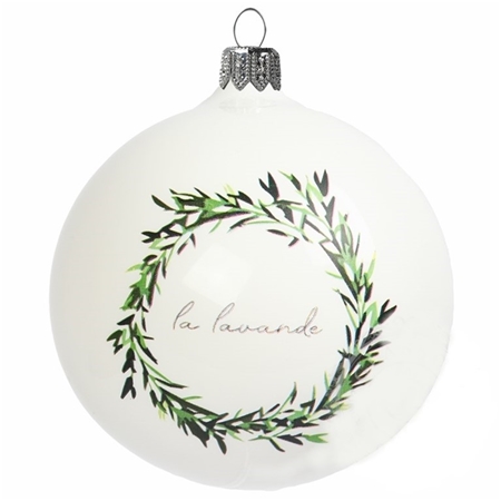 Glass bauble with lavender wreath