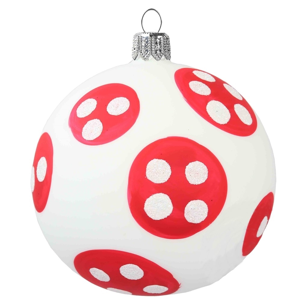 White matt ball with red polka dots