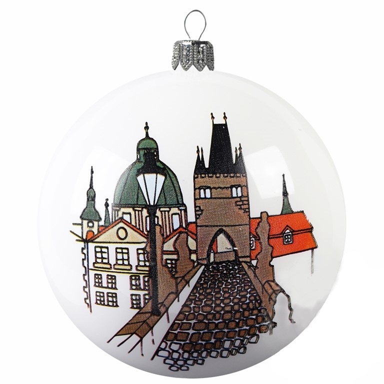 Glass ornament with the Charles Bridge décor