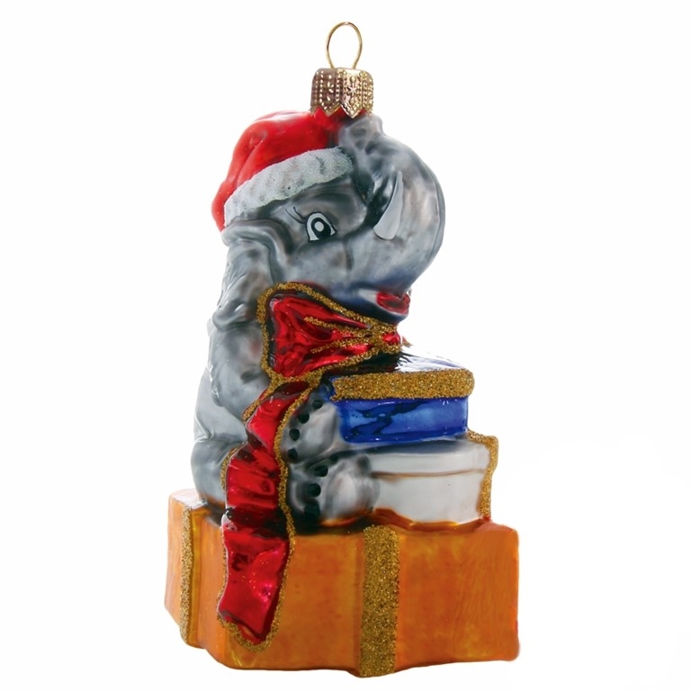 Elephant with presents Christmas ornament
