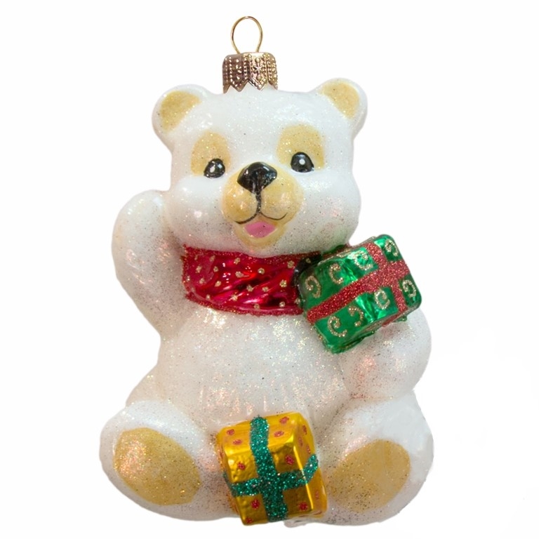 Glass white teddy bear