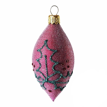Frosted ruby teardrop with holly