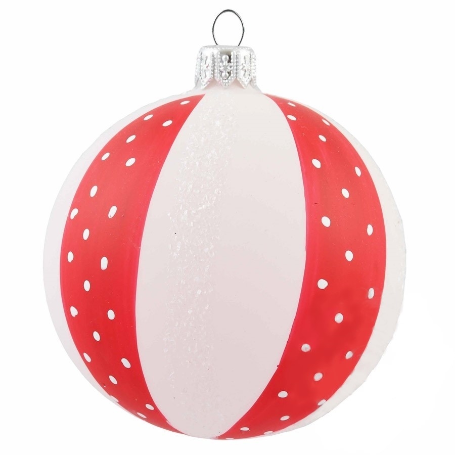 Glass decoration ball white with decor