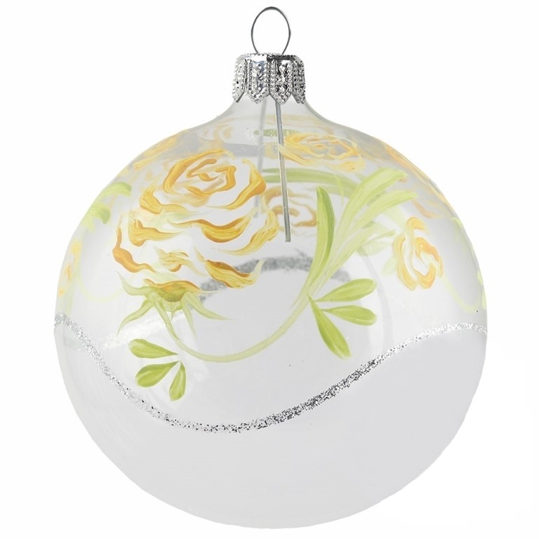 Transparent bauble with orange and green roses