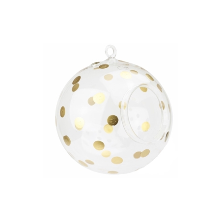 Hanging candle holder clear with polka dots