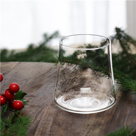 Set of glasses with mistletoe decor