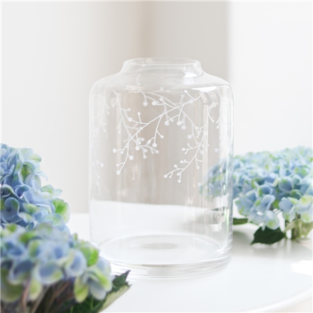 Clear glass vase with frosty decor