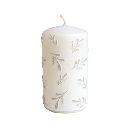 White candle with platinum branches decor