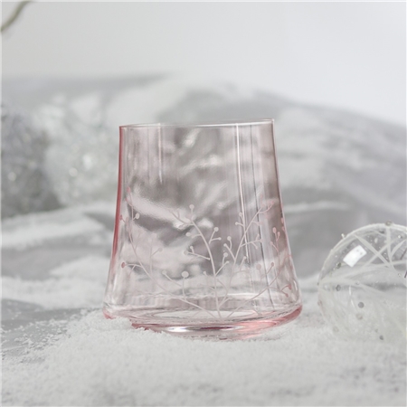 Set of pink glasses with a frosty decor