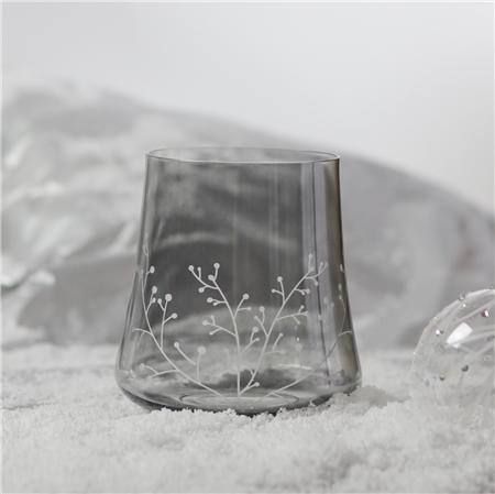 Set of gray glasses with frosty decor