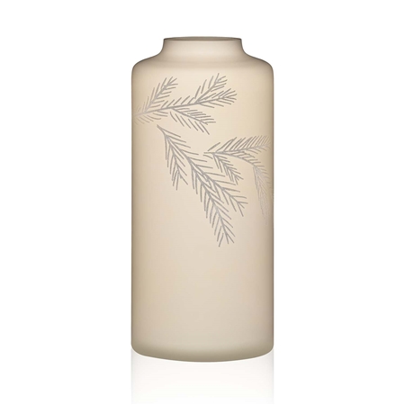 Tall beige glass vase with twig decor