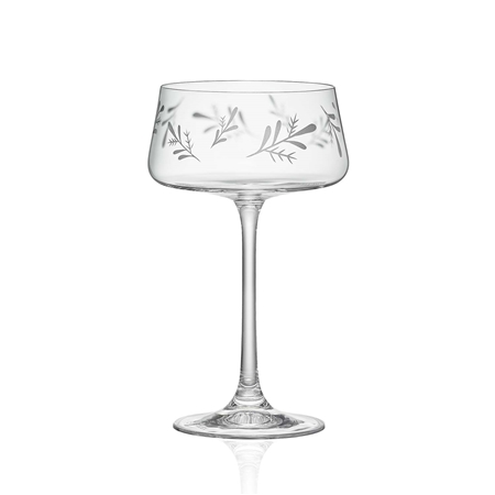 Set of cocktail glasses with leaf decoration