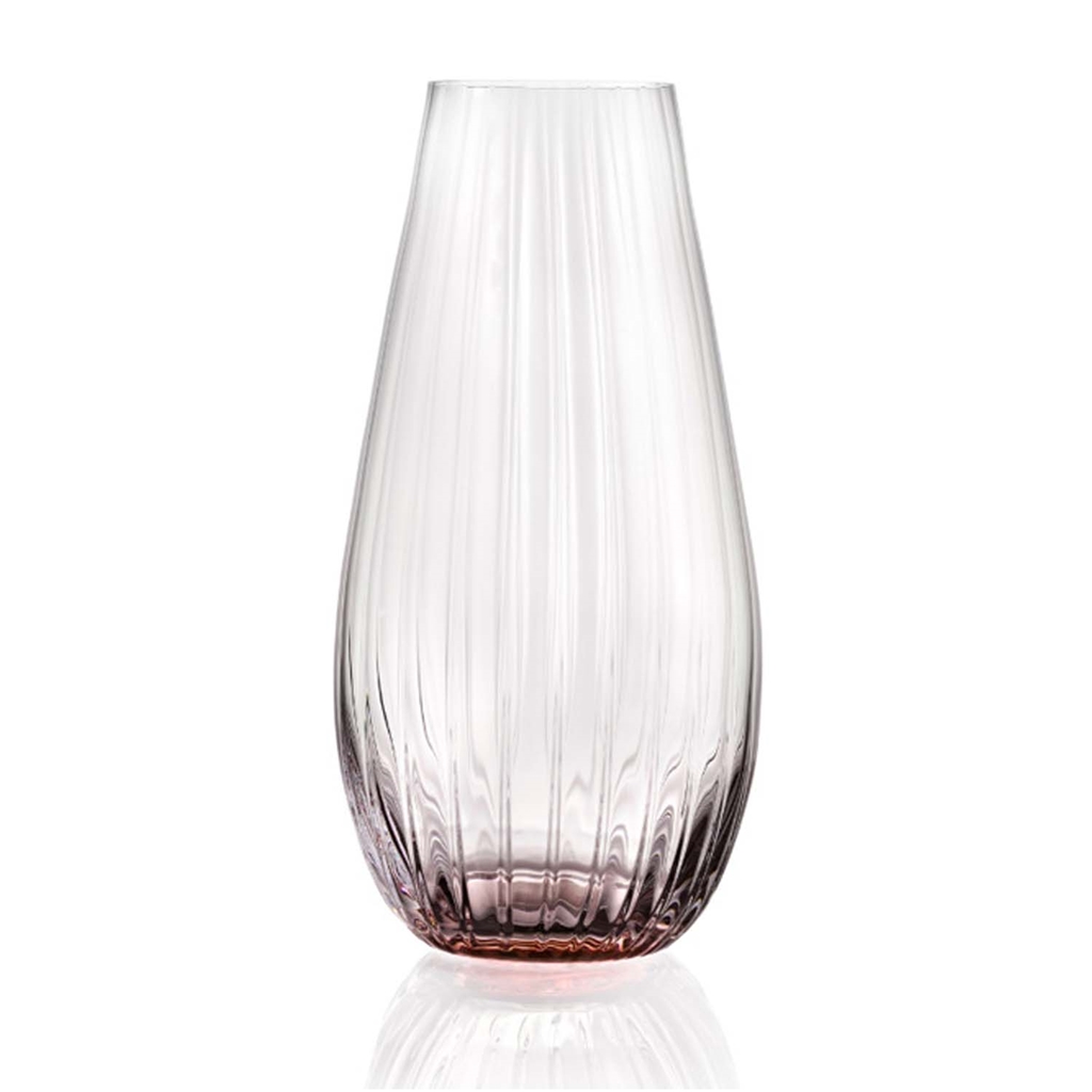 Clear vase with pink accent tall