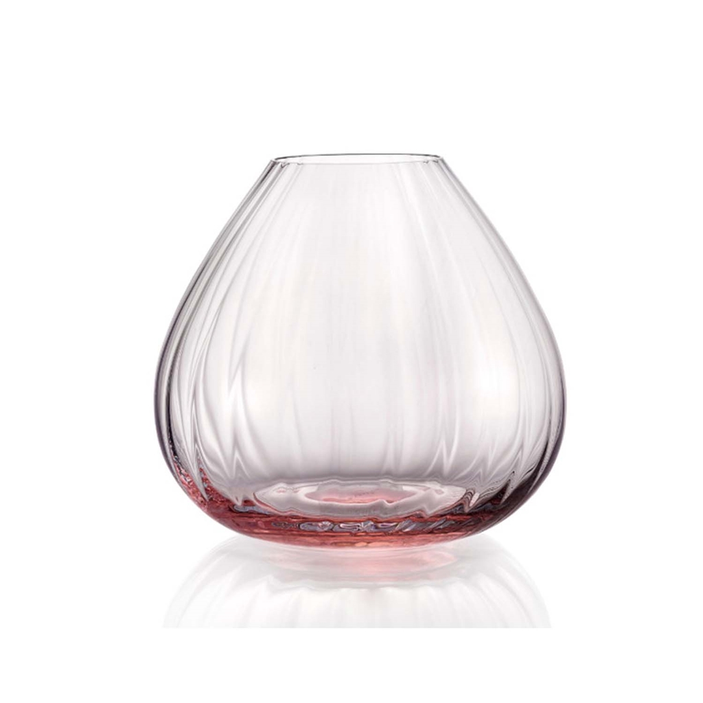 Clear vase with pink accent wide