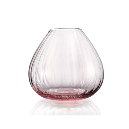 Clear vase with pink accent wide