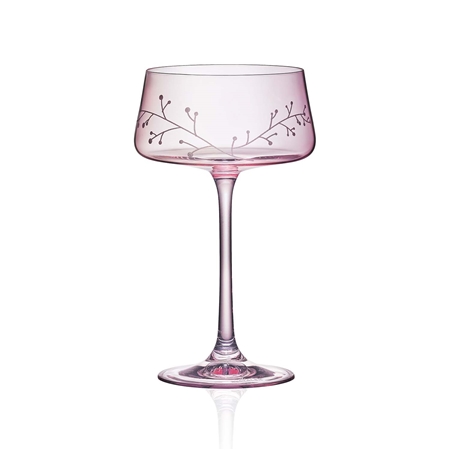 Set of pink cocktail glasses with frosty decor