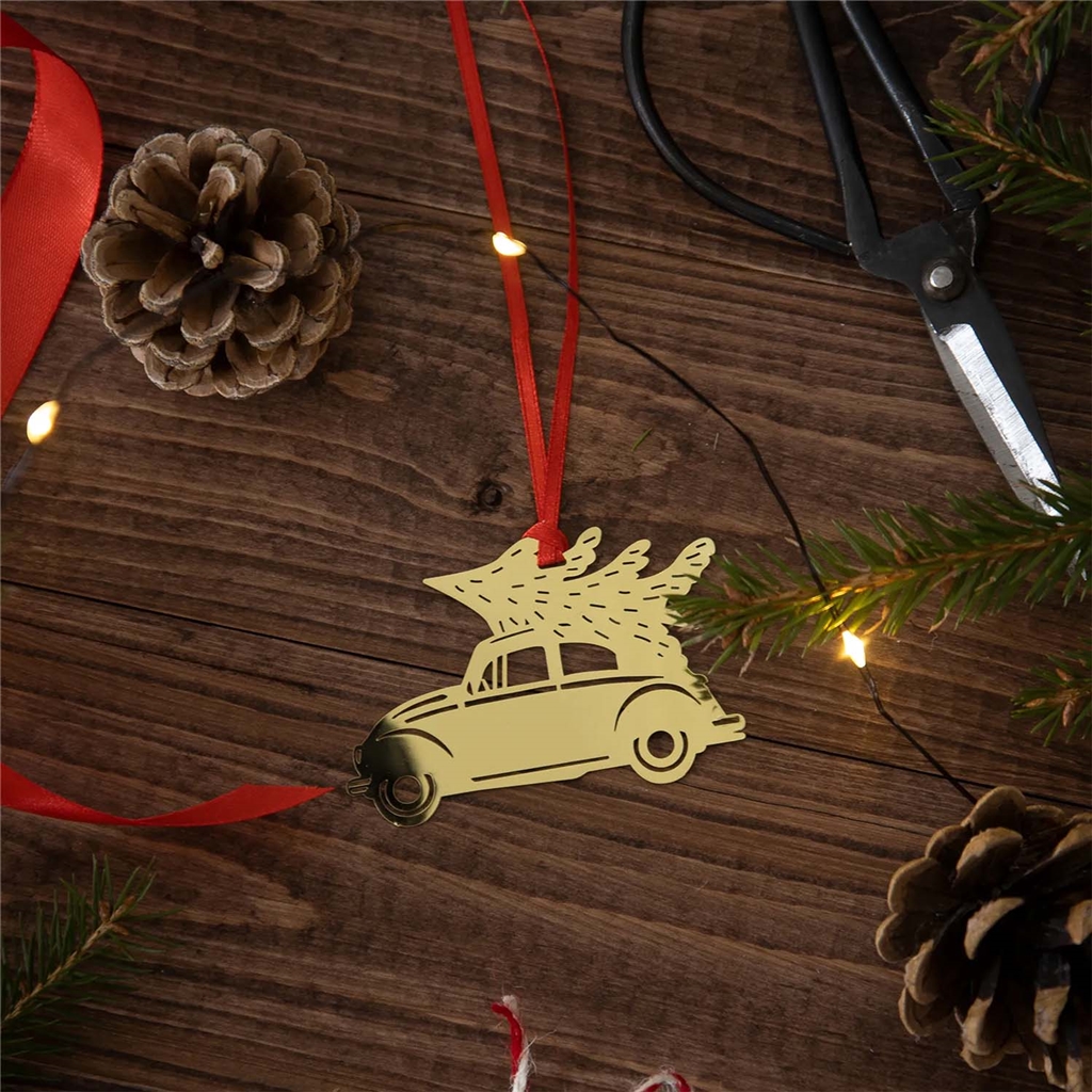 Hanging decoration toy car with a tree