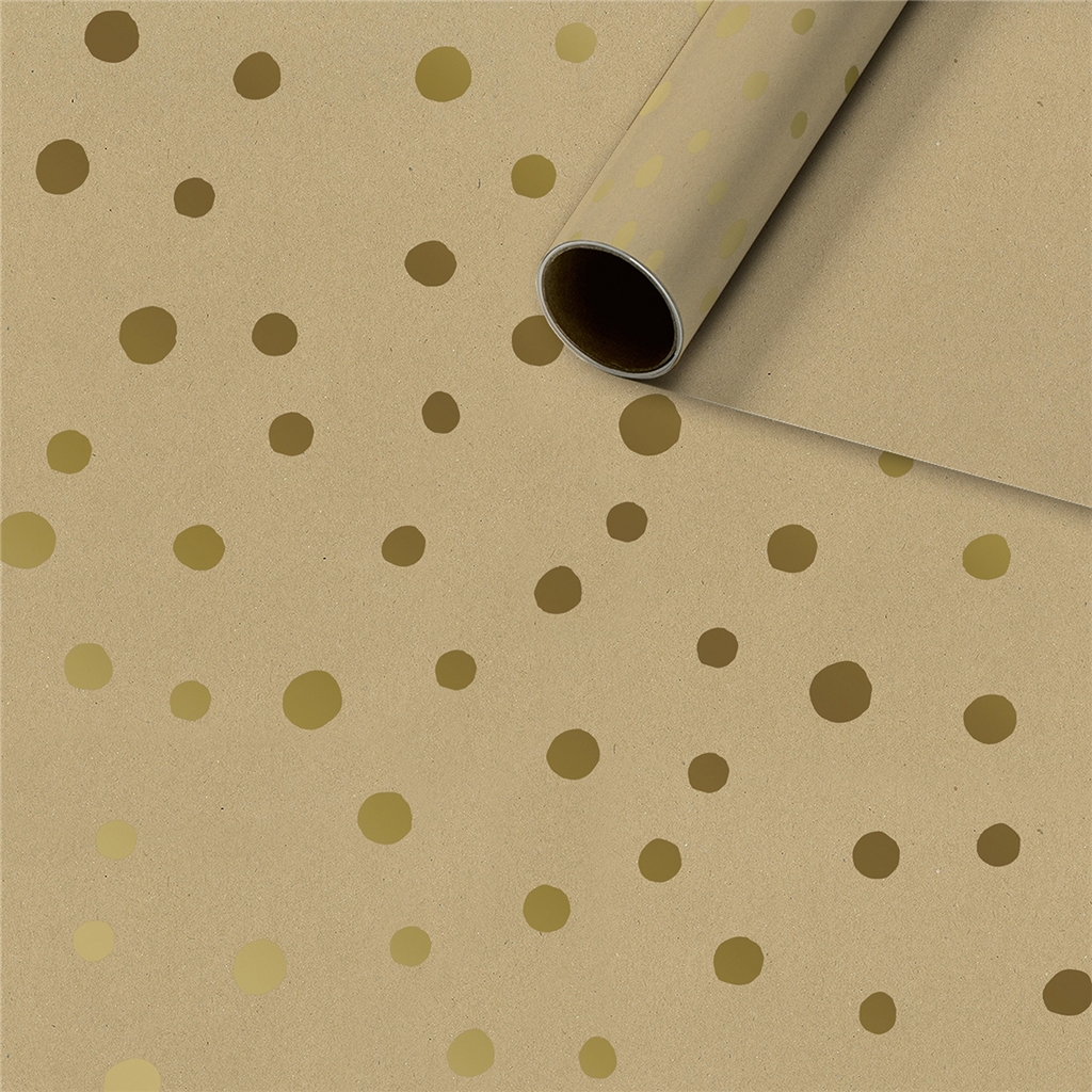 Natural wrapping paper with gold dots