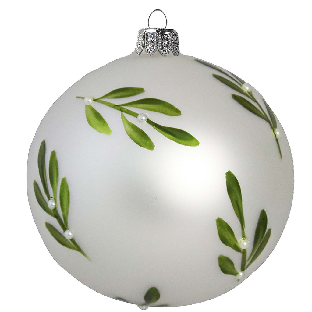 Matt silver ornament with mistletoe decor