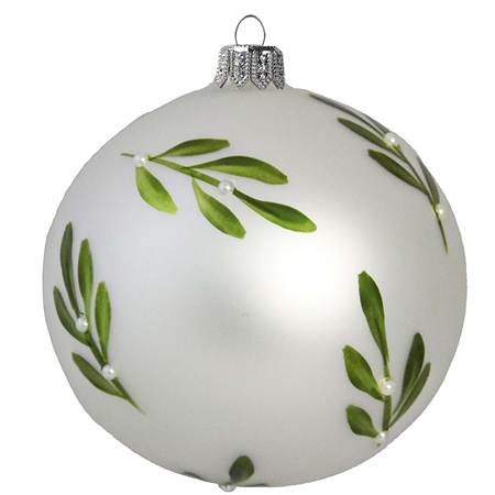 Matt silver ornament with mistletoe decor