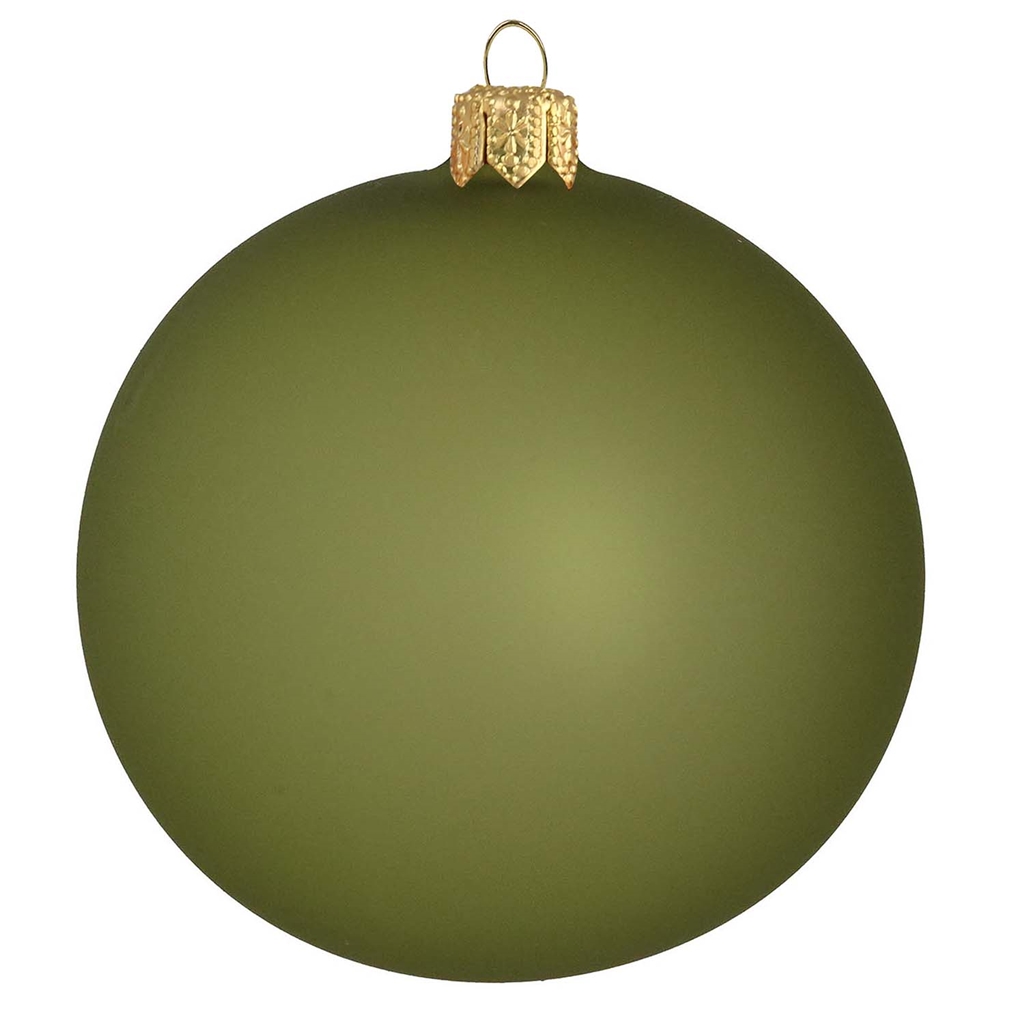 Glass ornament in matte green color