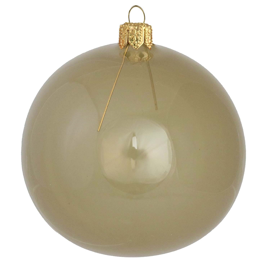 Glass clear ornament in olive green color