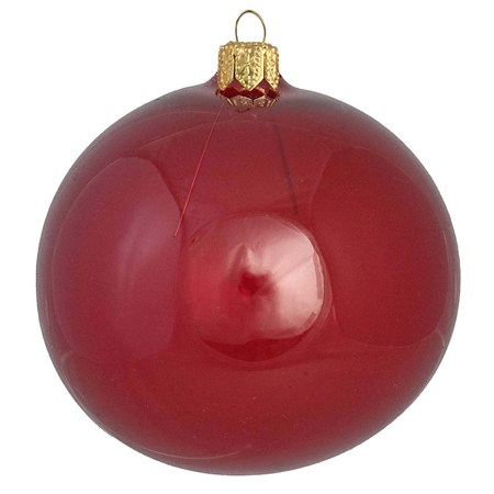 Clear glass ornament in burgundy color