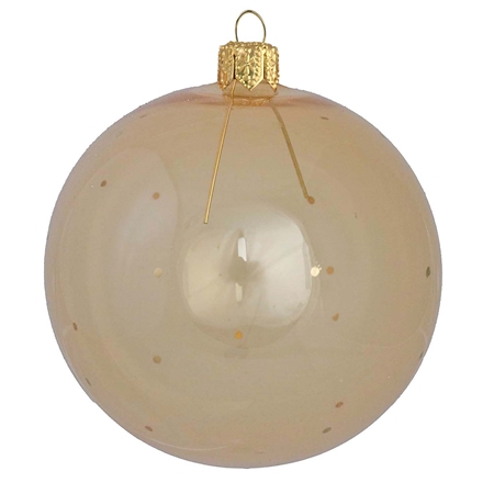 Glass ornament in honey color with a decor of fine dots