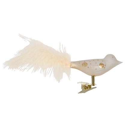 Cream glass bird with gold dots