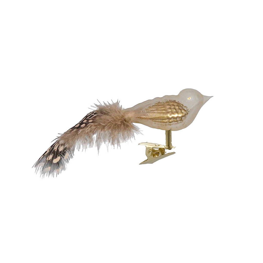Creamy glass bird with golden foaming