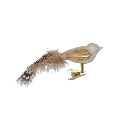Creamy glass bird with golden foaming