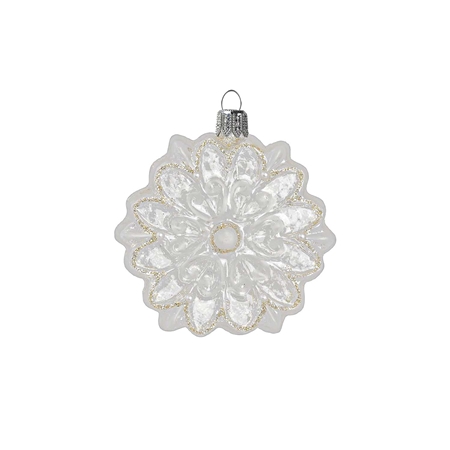 Clear glass snowflake with platinum decor