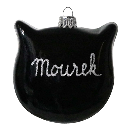 Black cat glass medallion with name