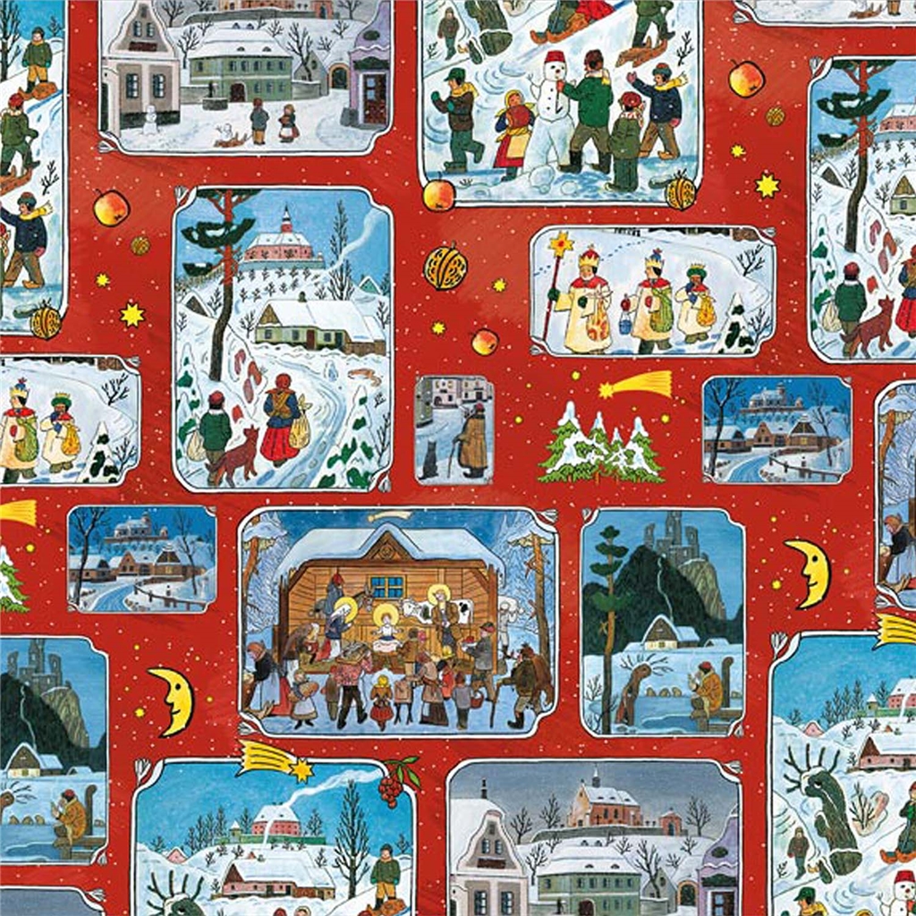 Josef Lada red wrapping paper