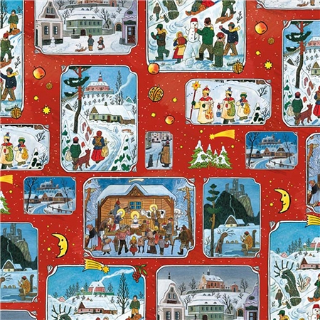 Josef Lada red wrapping paper