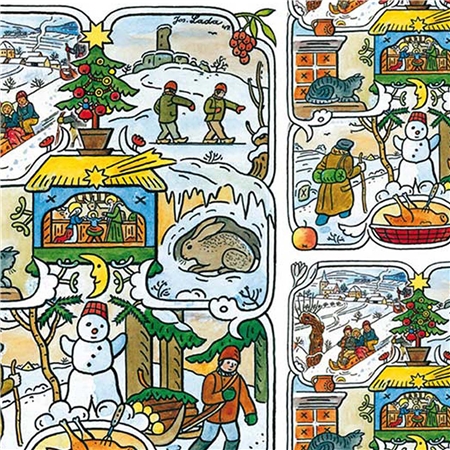 Josef Lada Nativity Scene Wrapping Paper