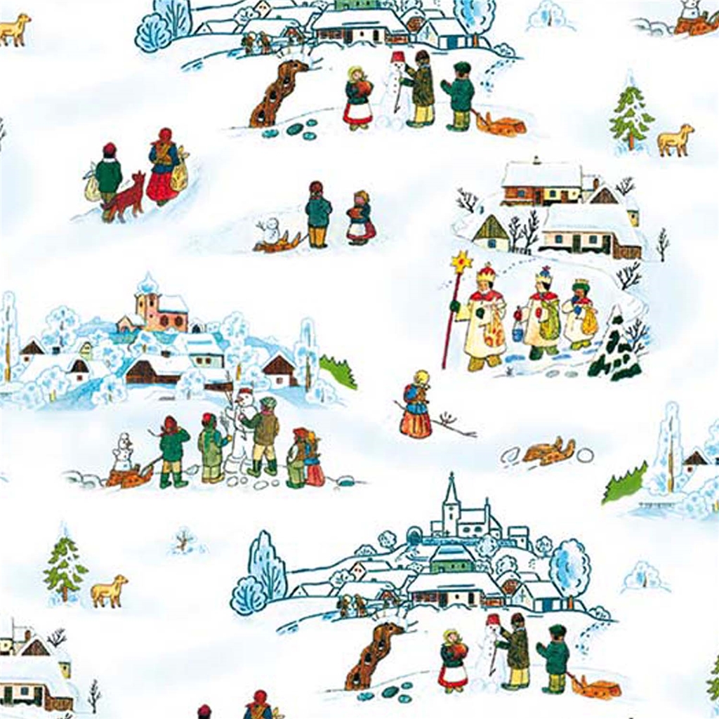 Wrapping paper Josef Lada winter landscape