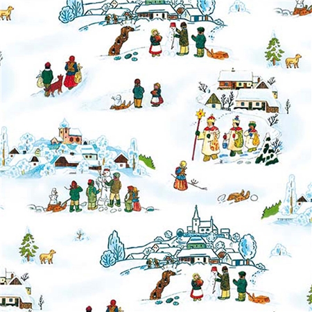 Wrapping paper Josef Lada winter landscape