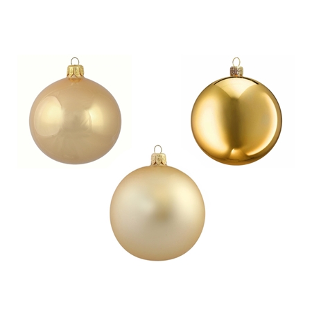 Set of three ornaments in gold shades