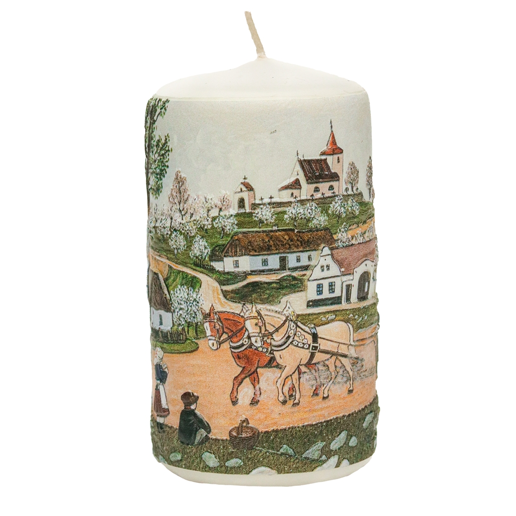 Candle with a "Spring" Illustration