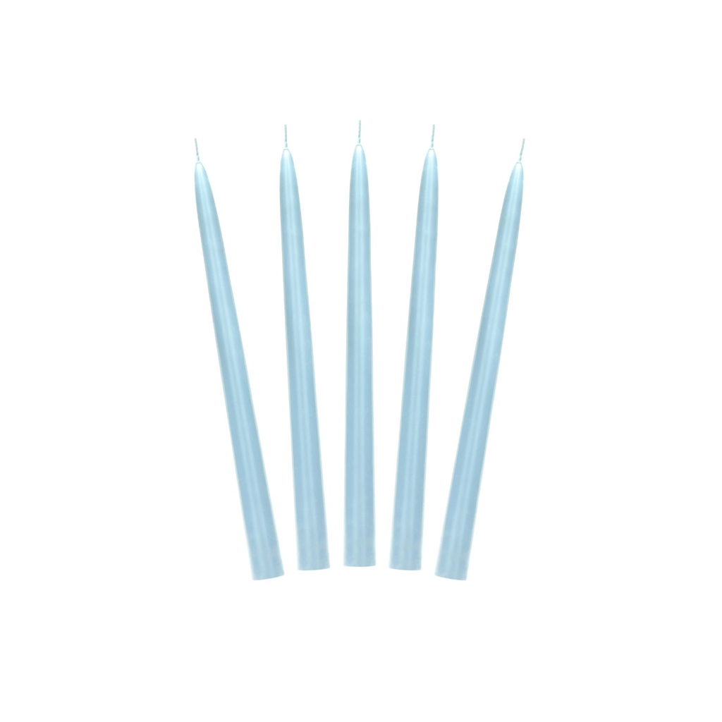 Set of taper candles in light blue shade