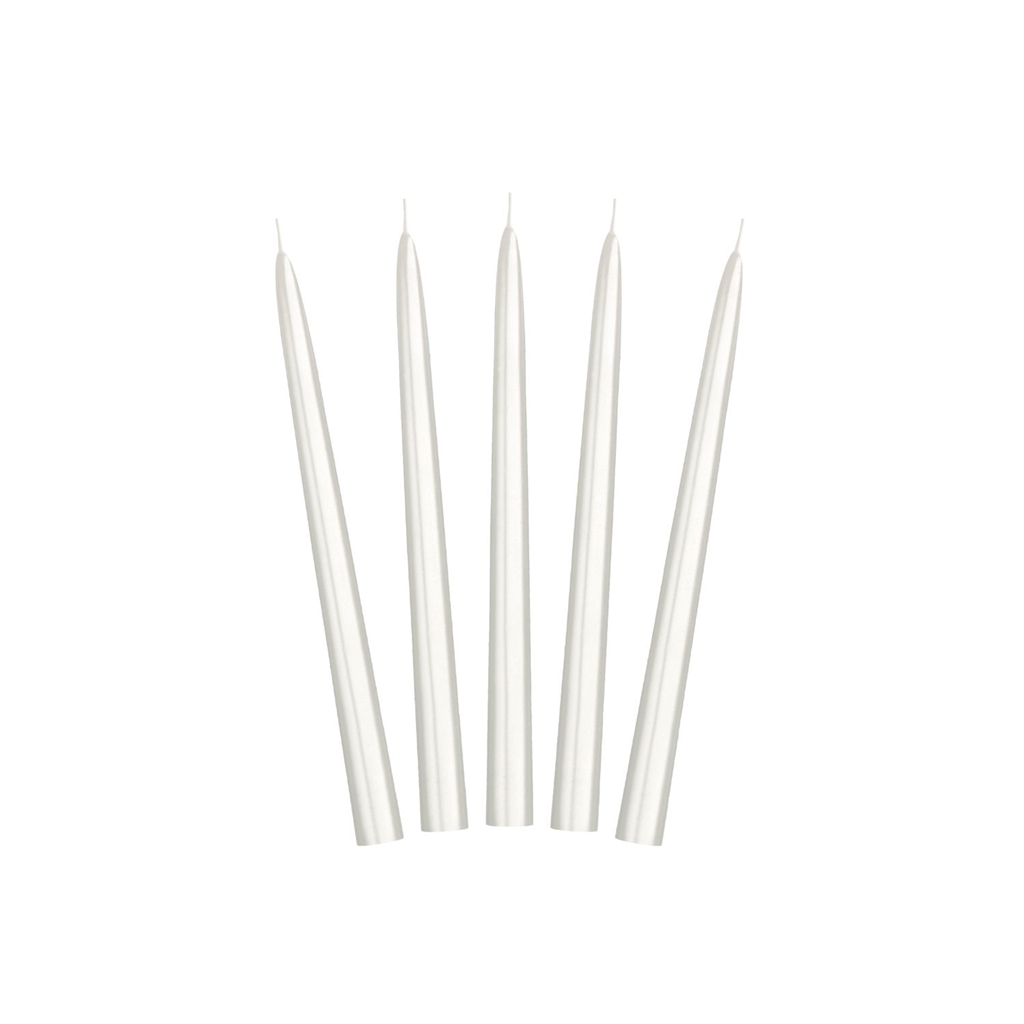 Set of taper candles in pearl colour