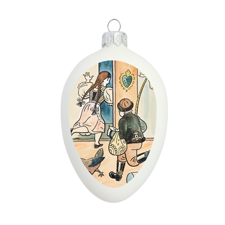 Glass Easter egg - Willow branch and Hen - Illustration by Josef Lada