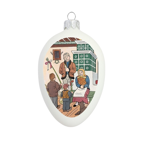 Glass Easter egg - Easter visit - Illustration by Josef Lada