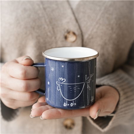 Blue tin with hen
