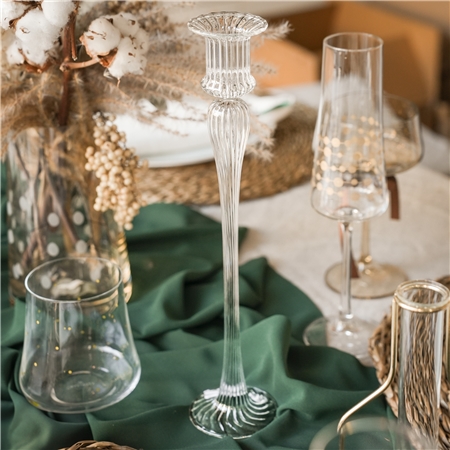 Luxury glass candle holder with indentations